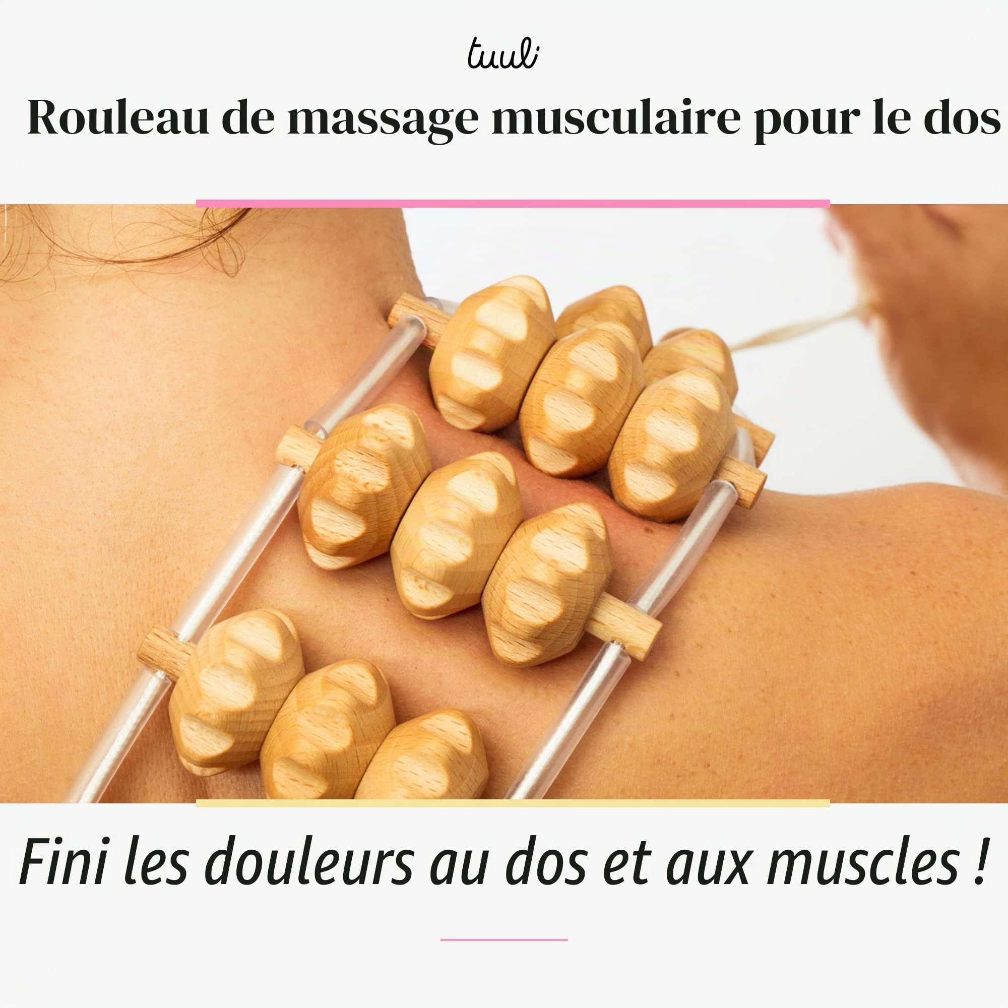 Tuuli Accessories Masseur pour Dos Muscles Rouleau de Massage Appareil Bois 120 cm (40 x 7 cm Surface de Roulement)
