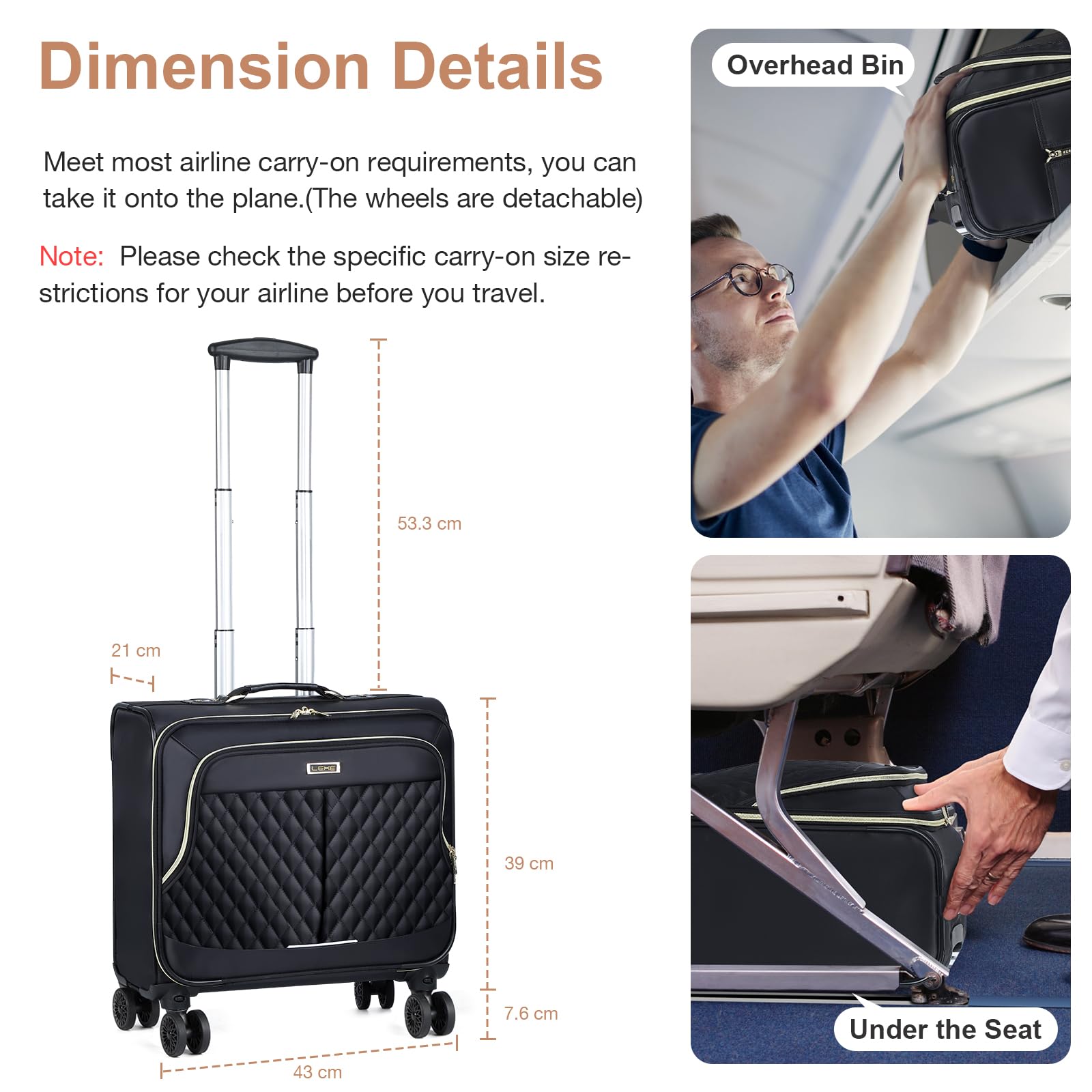 Sac à Ordinateur Portable avec Roulettes, Valise TSA, Résistant à l'Eau pour Voyage et Business