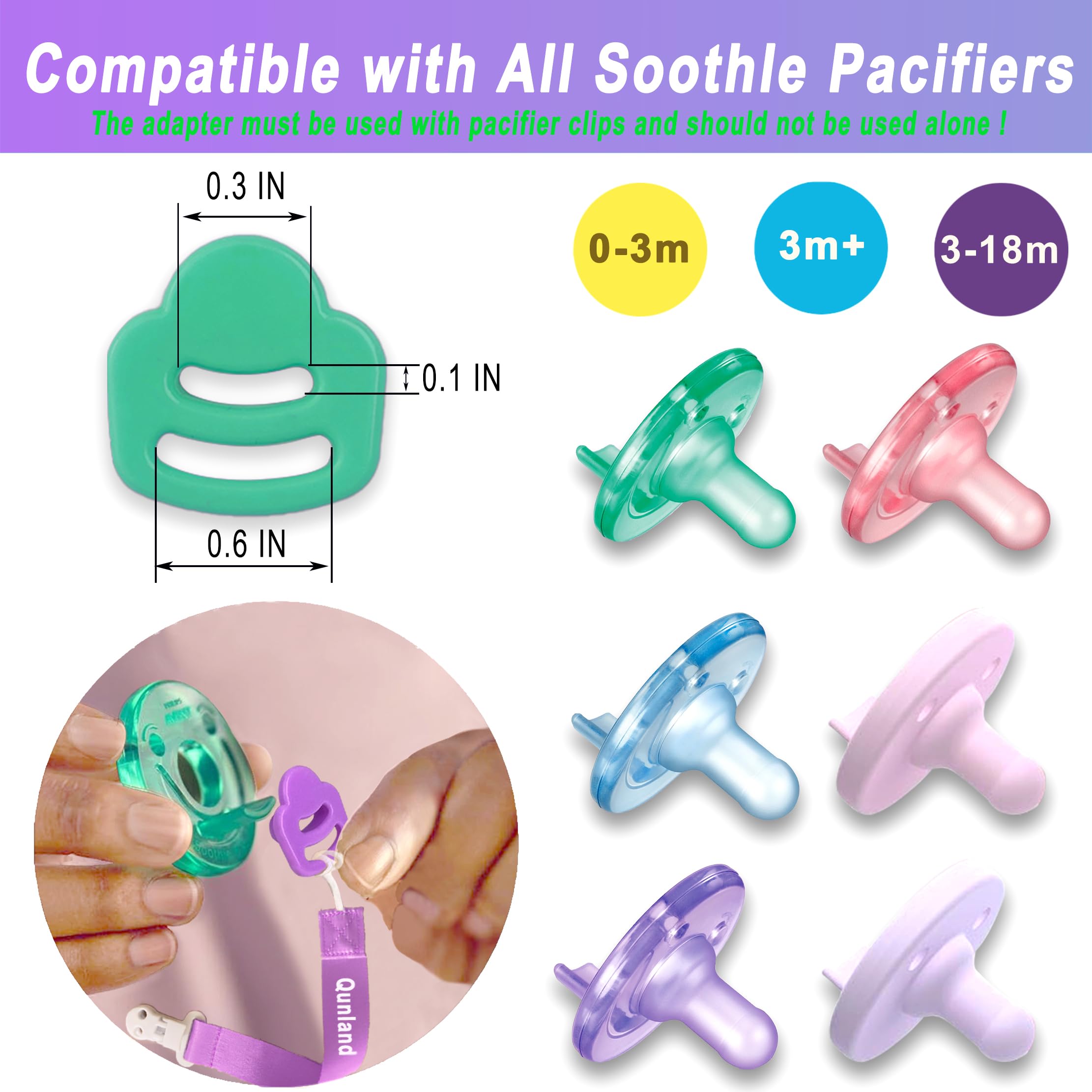 5 Pack Silicone Pacifier Clip Adapter Ring for Philips Avent Soothie, 100% Food-Grade Silicone Binky Clips Holder Adapter Rings Competible with Avent Soothie, BPA-Free Soft Flexible Safe Durable