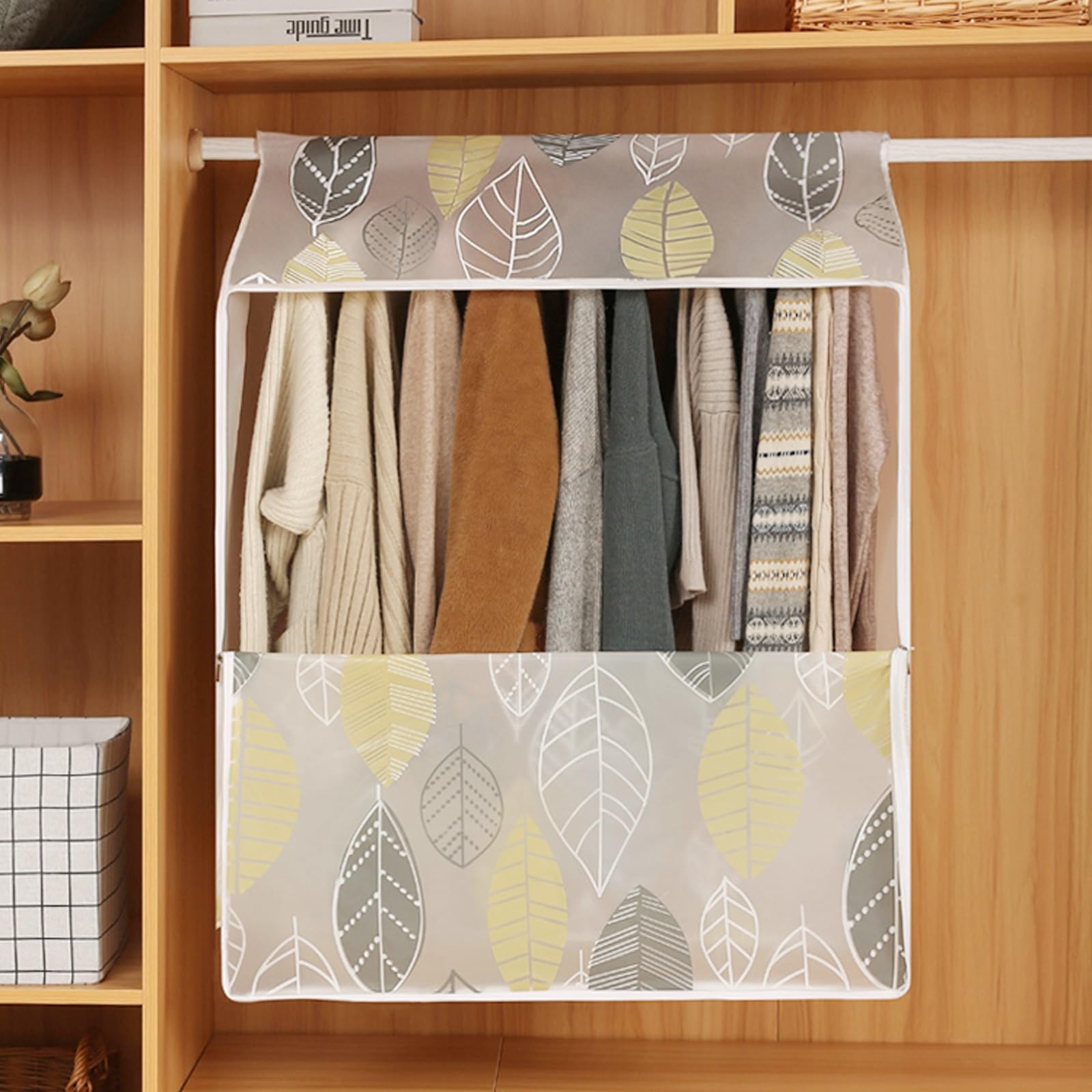Transparente Anzugshüllen zur Schrankaufbewahrung mit Reißverschluss, große Öffnen für den Schrank für Kleidung, Mäntel, Jacken, Hemden (Farbe: H, Größe: 80 x 54 x 95 cm) (F 80 x 54 x 95 cm)