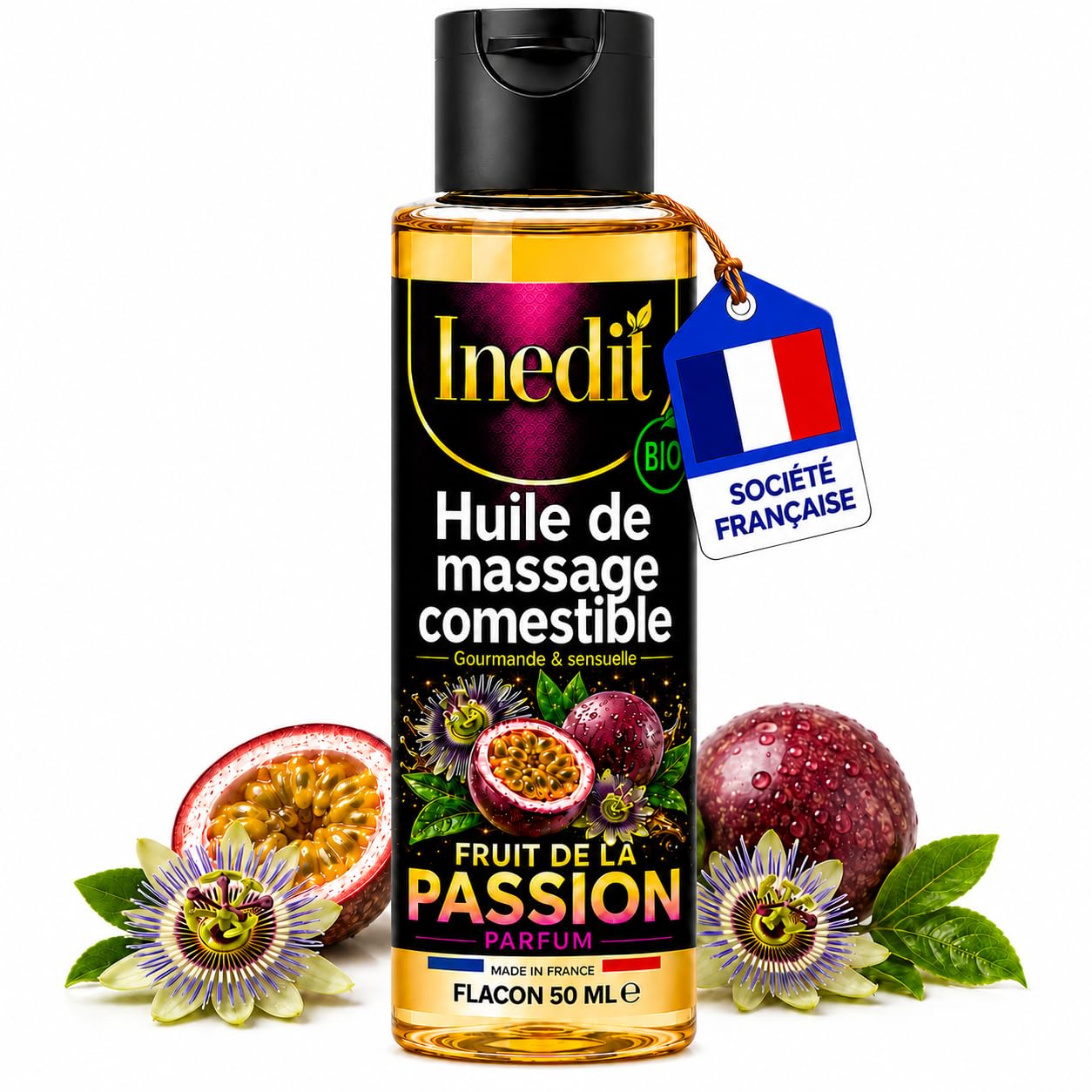 Huile Massage Comestible Societe Francaise Huile de Massage Sexuel (50ml) Couple Gout Fruit...