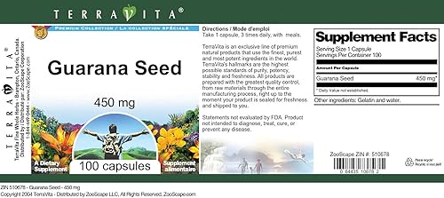 Miniatura 4 de Semilla de Guaraná - 450 mg (100 Cápsulas, ZIN 510678) - Paquete de 2