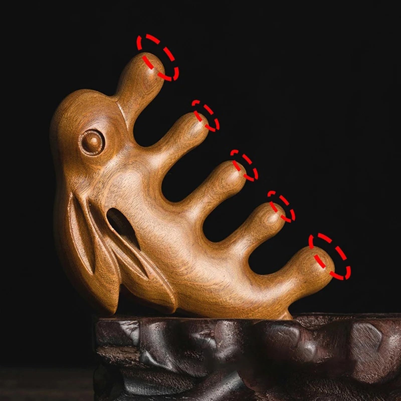 Kaninchen Form Sandelholz Haar Kamm Anti-statische Styling Werkzeug Kopfhaut Entspannen Akupunktmassagegerät Sandelholz Tragbare Holzgriff Kamm (Size : E)