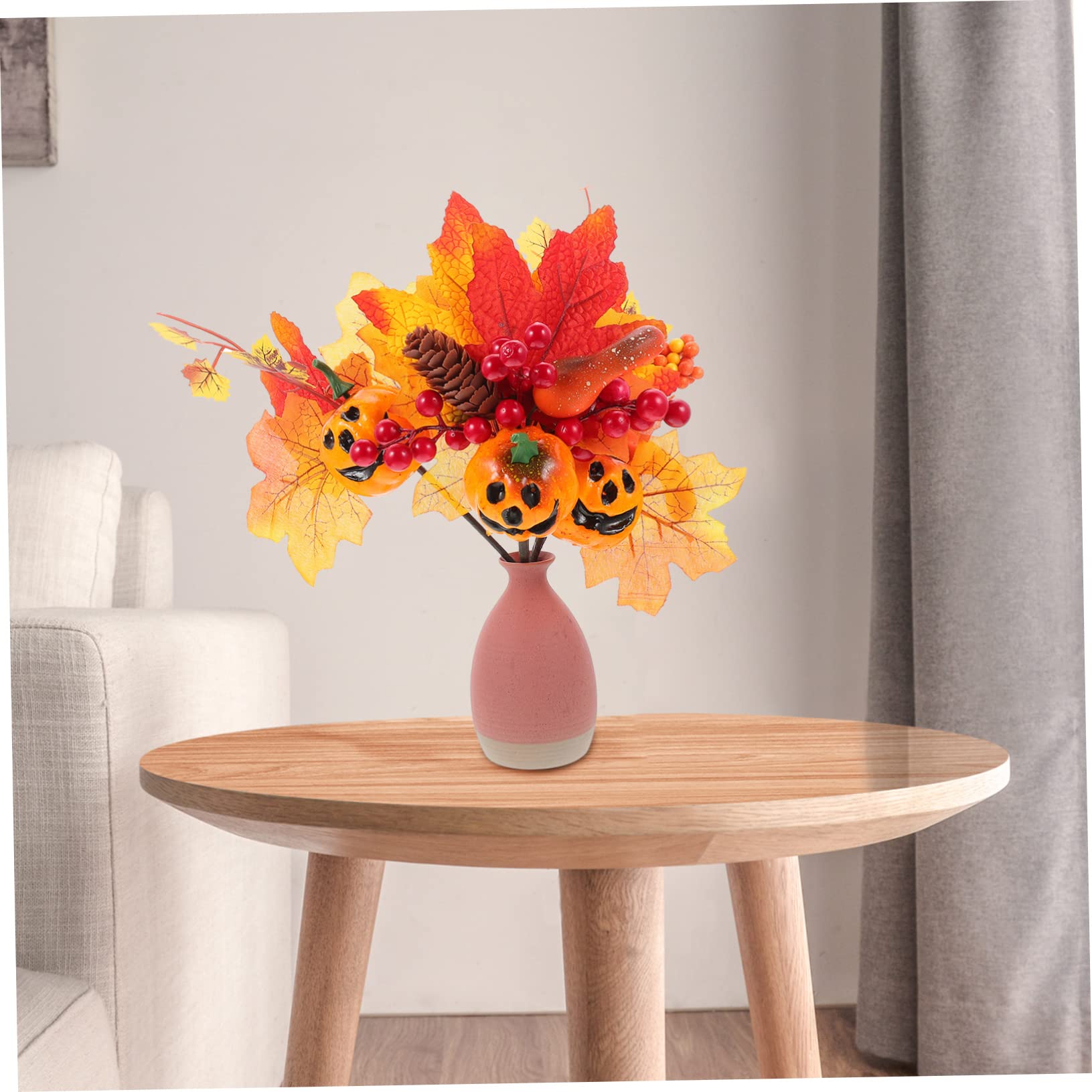 Alipis 5 Sätze Simulation Kürbis Zweige Halloween Dekoration Halloween-Dekoration Trockenblumen Püree Girlande Tischzentrum Gefälschte -Pflanze Plastik Orange 3 Stück * 5