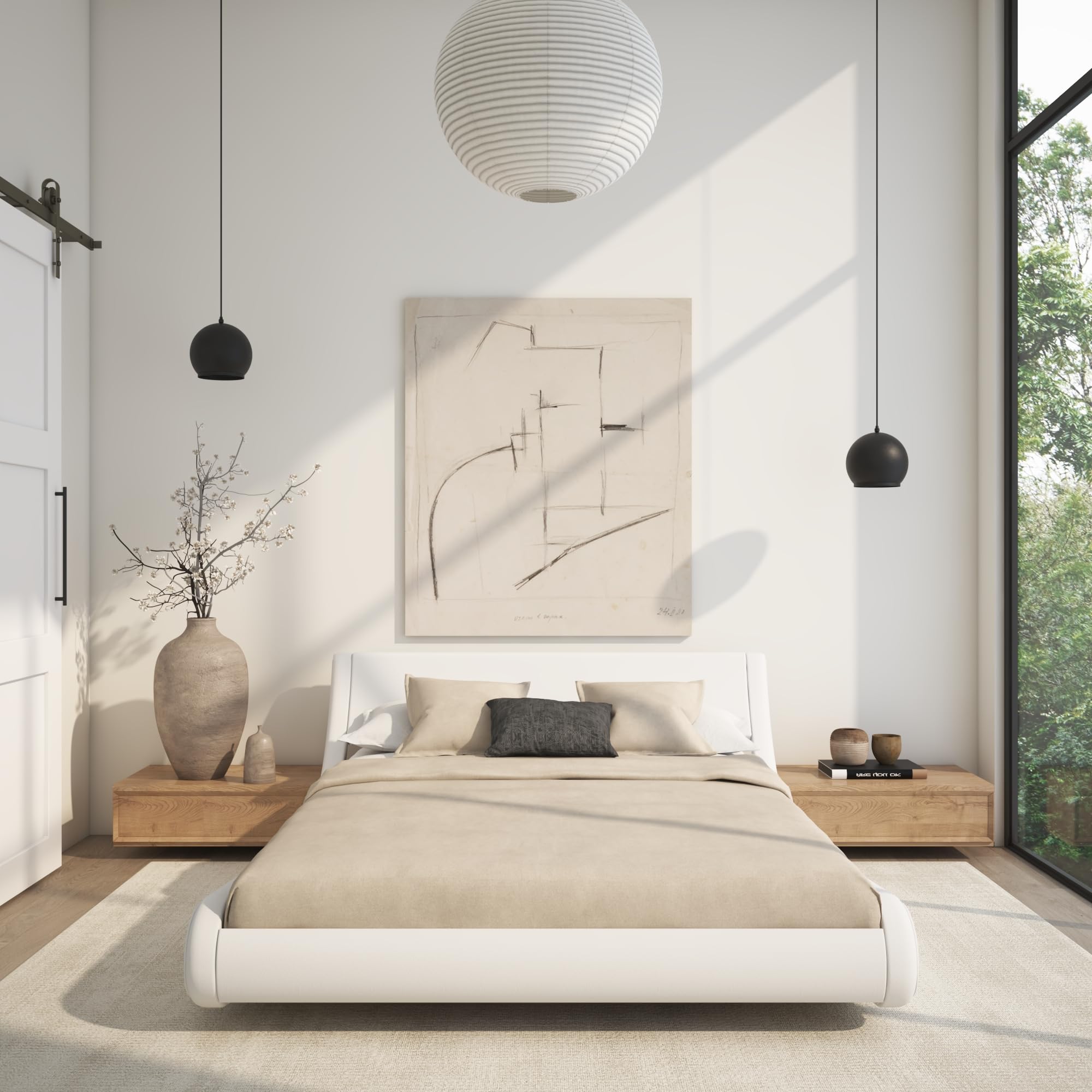 MB Muebles Bonitos, Letto Matrimoniale Alessia, Legno e Ecoleather, Bianco, Per Materasso 120x190 cm