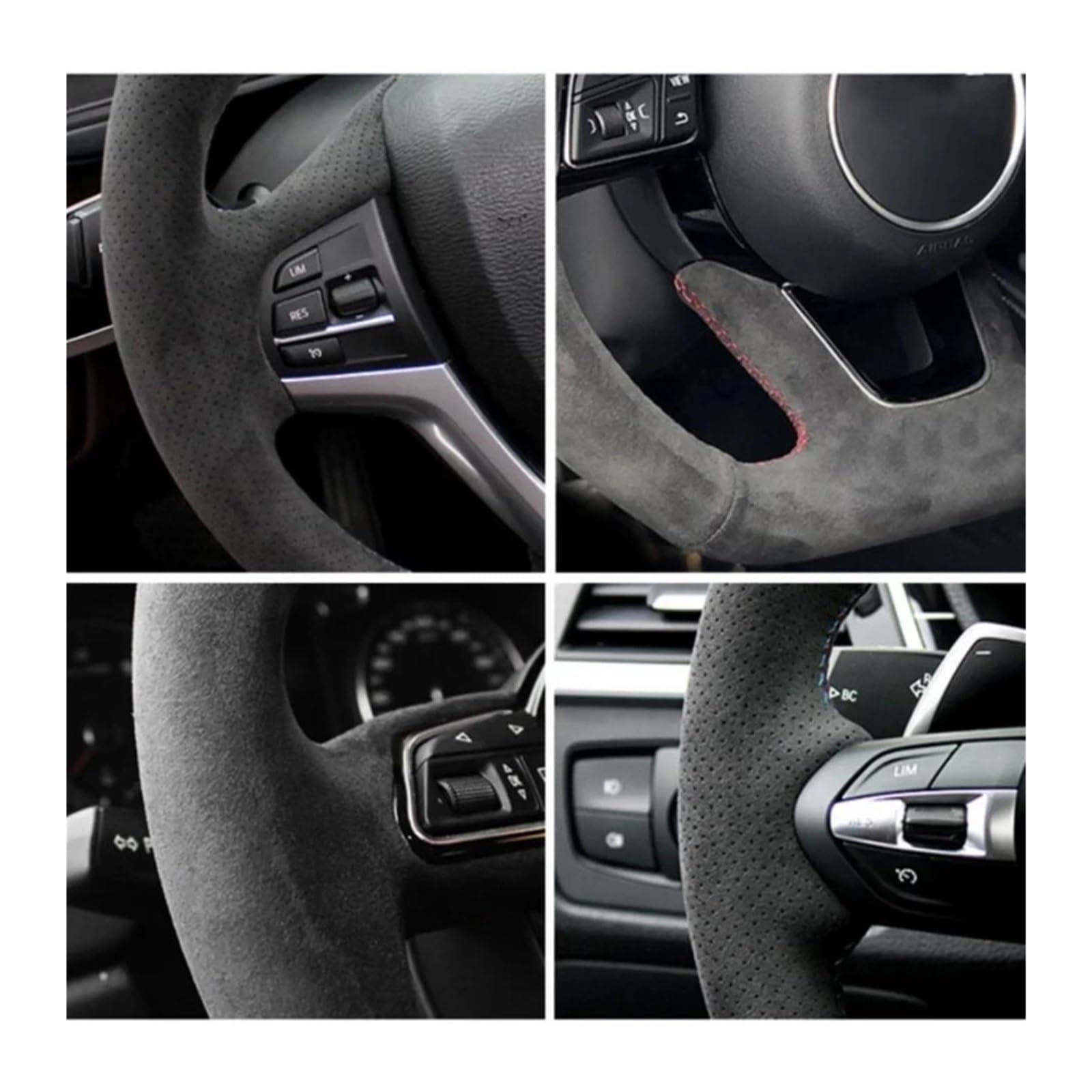 Cubre Volante Funda Para Seat Para Leon Para C&upra Para ST Para Ateca Para C&upra Para Ateca Para FR Para C&upra R Funda Para Volante Coche Antideslizante Trenza Gamuza Negra Protectora Para Volante(
