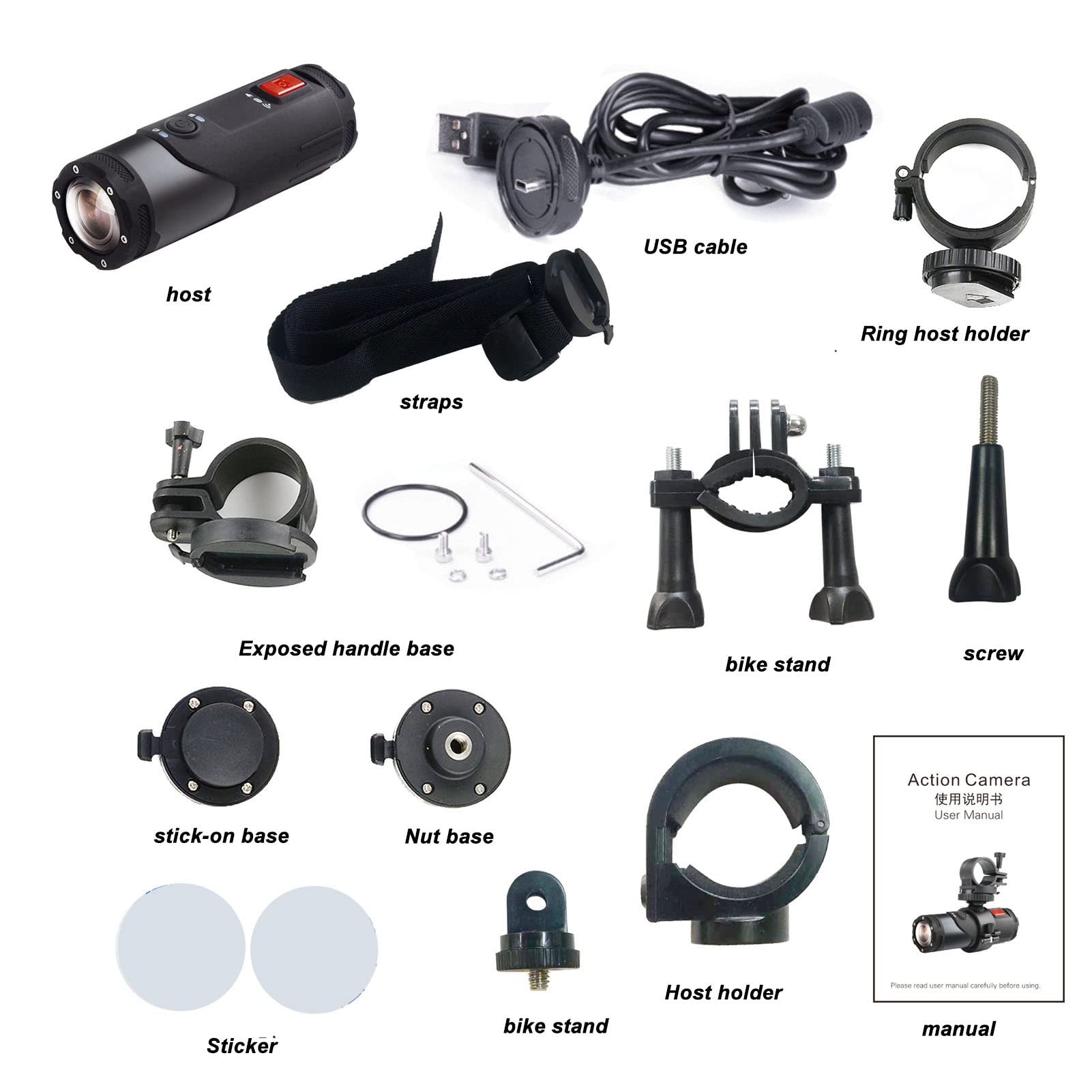 Cámara de Acción a Prueba de Agua 4K HD WiF, Cámara para Deportes Al Aire Libre con Soporte para Bicicleta Y Sensor G, Grabadora de Video de Cámara de Ciclismo de Gran Angular de 170 ° para Bicicleta,