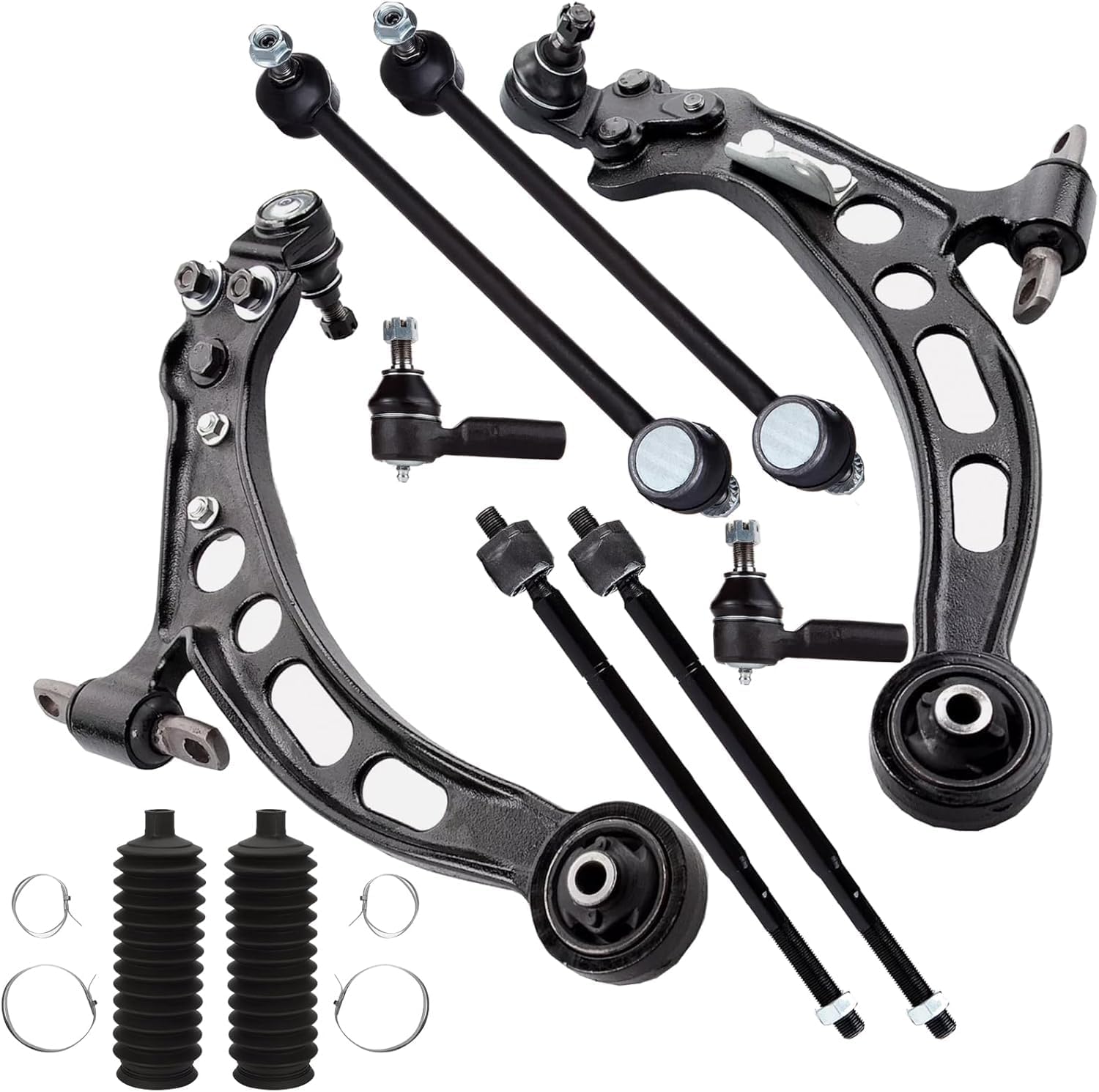 10pcs Front Suspension Kit for 1997–2001 Toyota Camry, Lexus ES300, 1997 Avalon – 2 Lower Control Arms w/Ball Joints, 2 Sway Bar Links,4 Tie Rod Ends, 2 Boots