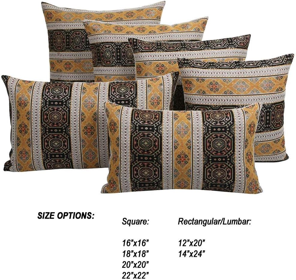 pillowerus Decorative Throw Pillow Covers Mustard Yellow and Black - 16 x 16 Inches Modern Kilim Pillows , Boho Room Decor for Couch , Bohemian Outdoor Case for Farmhouse , Ethnic Shams , for Sofa : Home & Kitchen