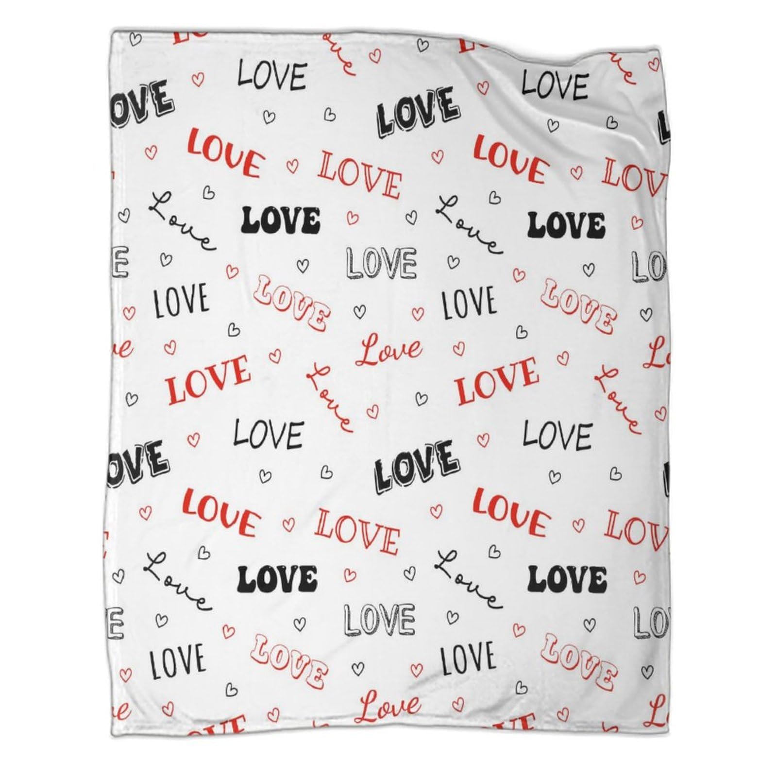3D Druck Herz Love Decke Mikrofaser Kuschelig Wohndeko Romantisches Schriftzug Sofawurfdecke Geschenk 70x80inch(180x200cm)