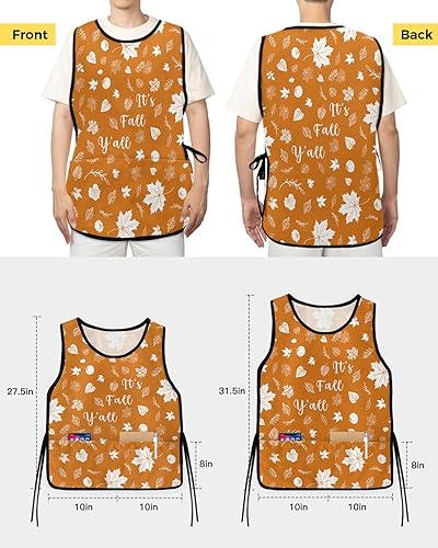 Miniatura 3 de Delantales de zapatero de hojas de otoño con 2 bolsillos para mujeres y hombres, calabaza naranja de Acción de Gracias, otoño, otoño