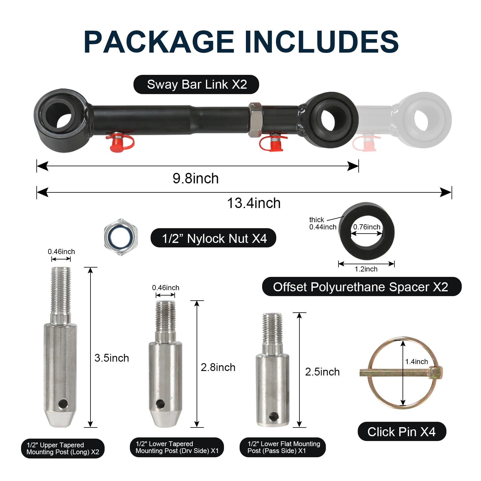 Rugged Ridge Jeep Wrangler Rear Sway Bar End Links For 4 In. Lift 18320