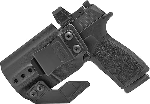 GRITR IWB Kydex - Funda para pistola Sig Sauer P365-XMACRO para mano derechaizquierda, corte óptico, garra de ocultación, parte inferior abierta,