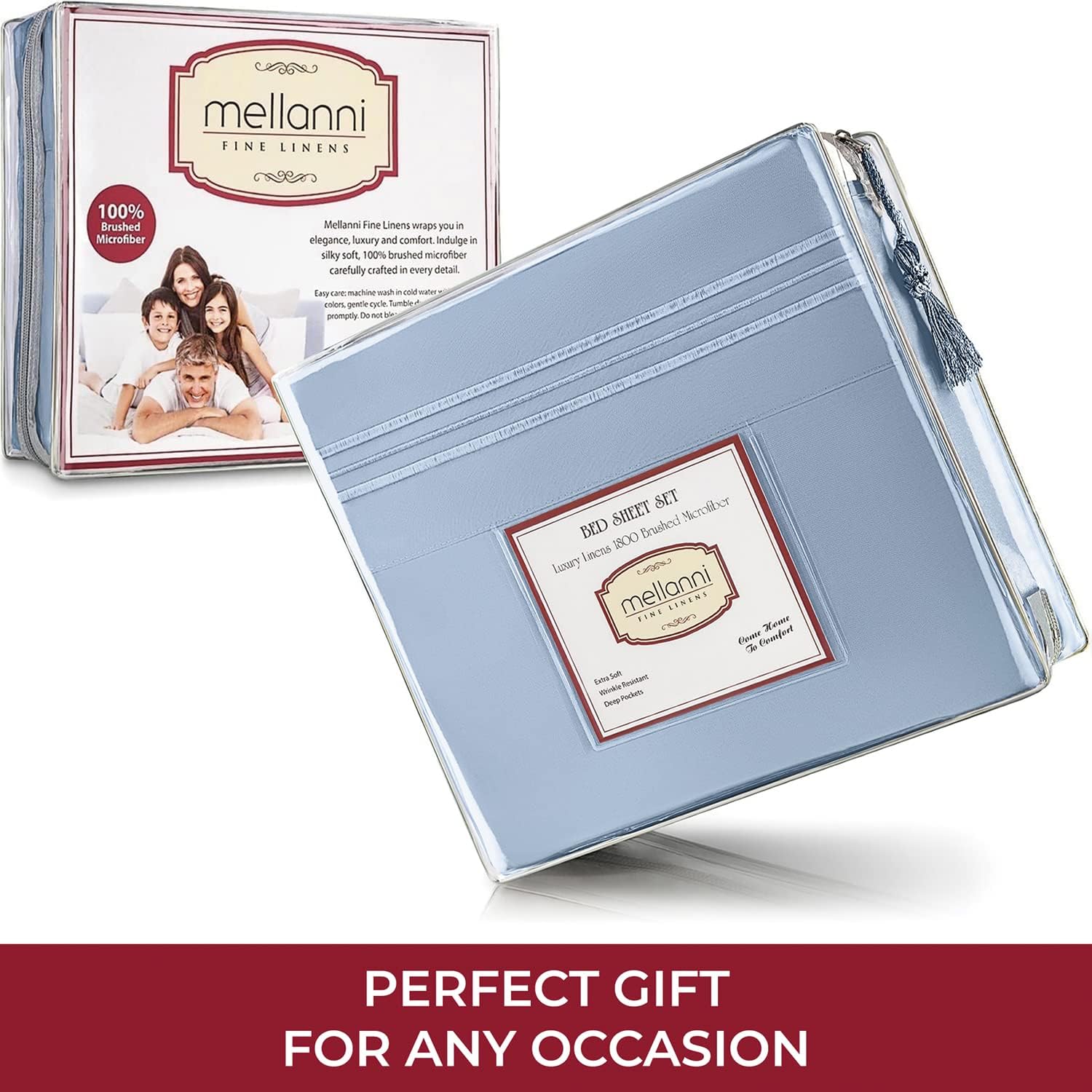 Mellanni King Sheets - Hotel Luxury 1800 Bedding Sheets & Pillowcases - Extra Soft Cooling Bed Sheets - Deep Pocket up to 16" Mattress - Wrinkle, Fade, Stain Resistant - 4 Piece (King, Blue Hydrangea) : Home & Kitchen