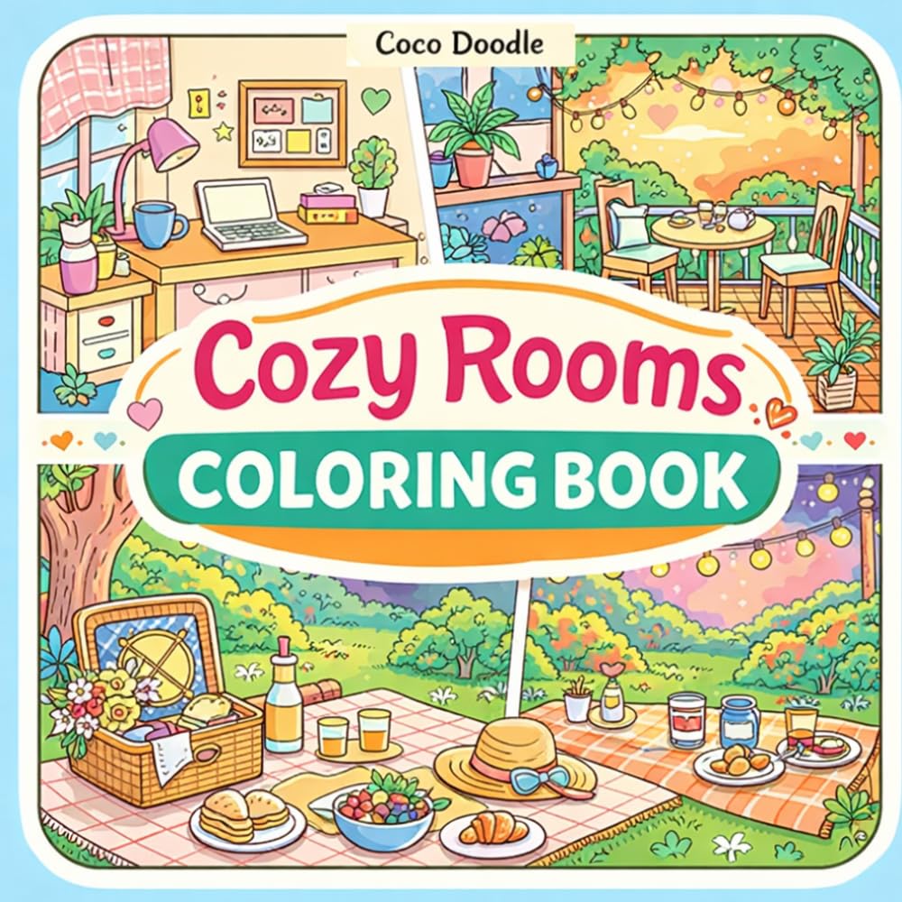 Cozy Rooms Coloring Book: Cute and Relaxing Home Spaces for Stress Relief and Creative Fun