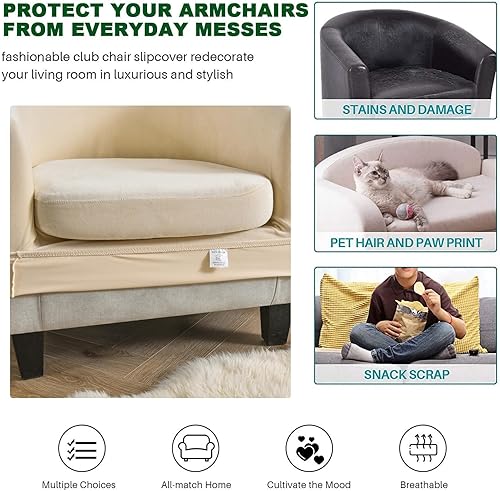 Miniatura 7 de CRFATOP Funda para silla de club, 2 piezas, funda estampada para silla de bañera, fundas de sillón con estampado suave, fundas de sofá con parte