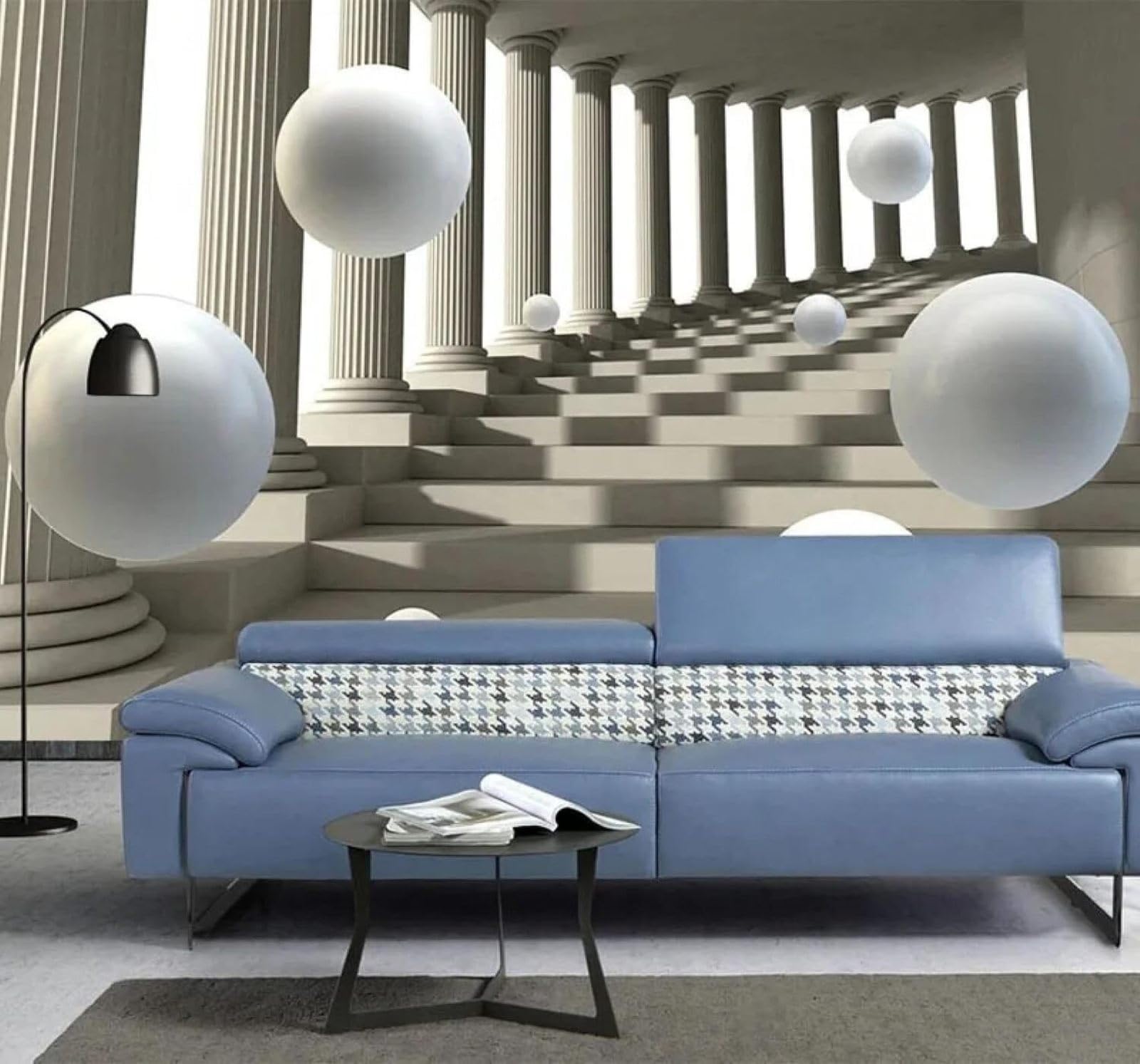 XLMING Three Dimensional Roman Columns Staircase Spheres Spatial Expansion 3D Wallpaper Luxury Home Dining Decor Paste Sofa Living Room The Wall for Bedroom Mural-250cm×170cm