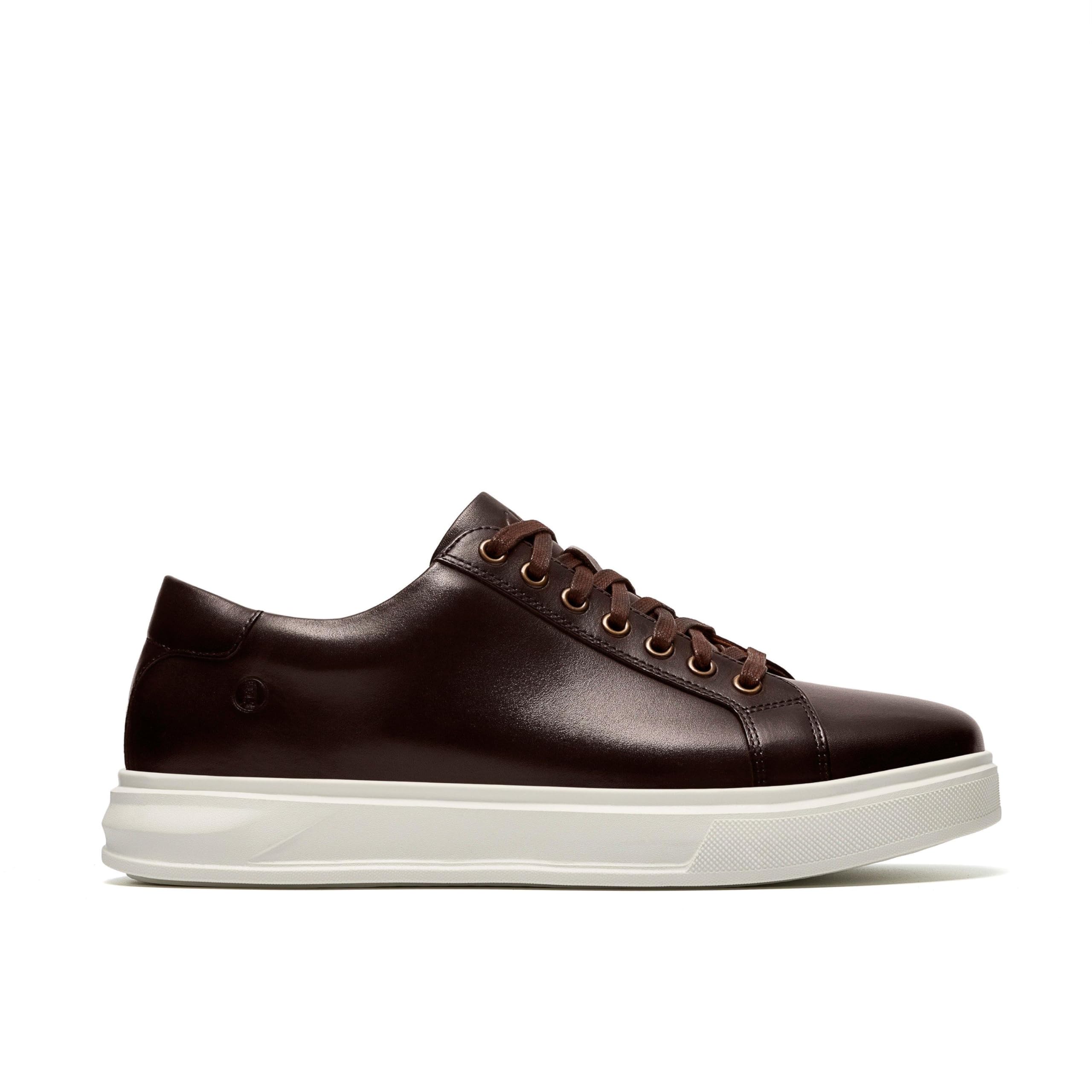 Clarks Men's Brown Goswell Tie Leather Trainers,Lace Up 9-Standard Fit