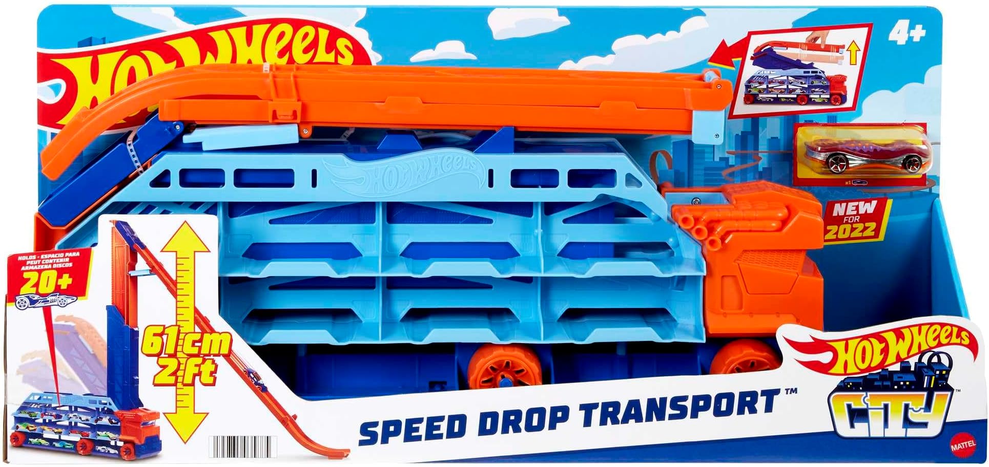 Display Hauler 4Y+, City Transporter - with extendable Downhill ramp, Loading Area for 20 Vehicles and Special Wheels, Multicolour | Soft Plush Toy for Kids |
