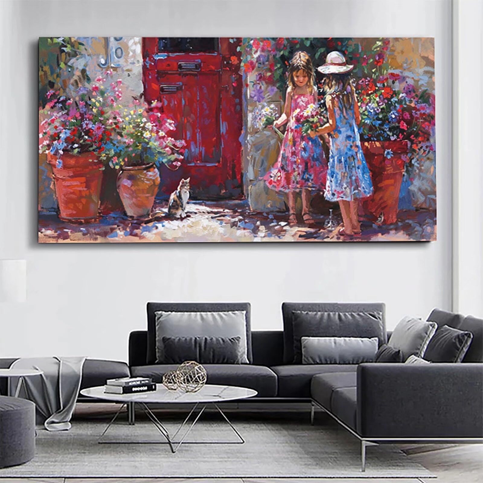 Pintar por Numeros Adultos Flor, Cuadros para Pintar por Numeros, DIY Pintar Por Numeros Gatos, Kit de Pintura al óleo de Lienzo DIY para con Pinceles, Pigmento Acrílico 100x200cm con Marco 0-3