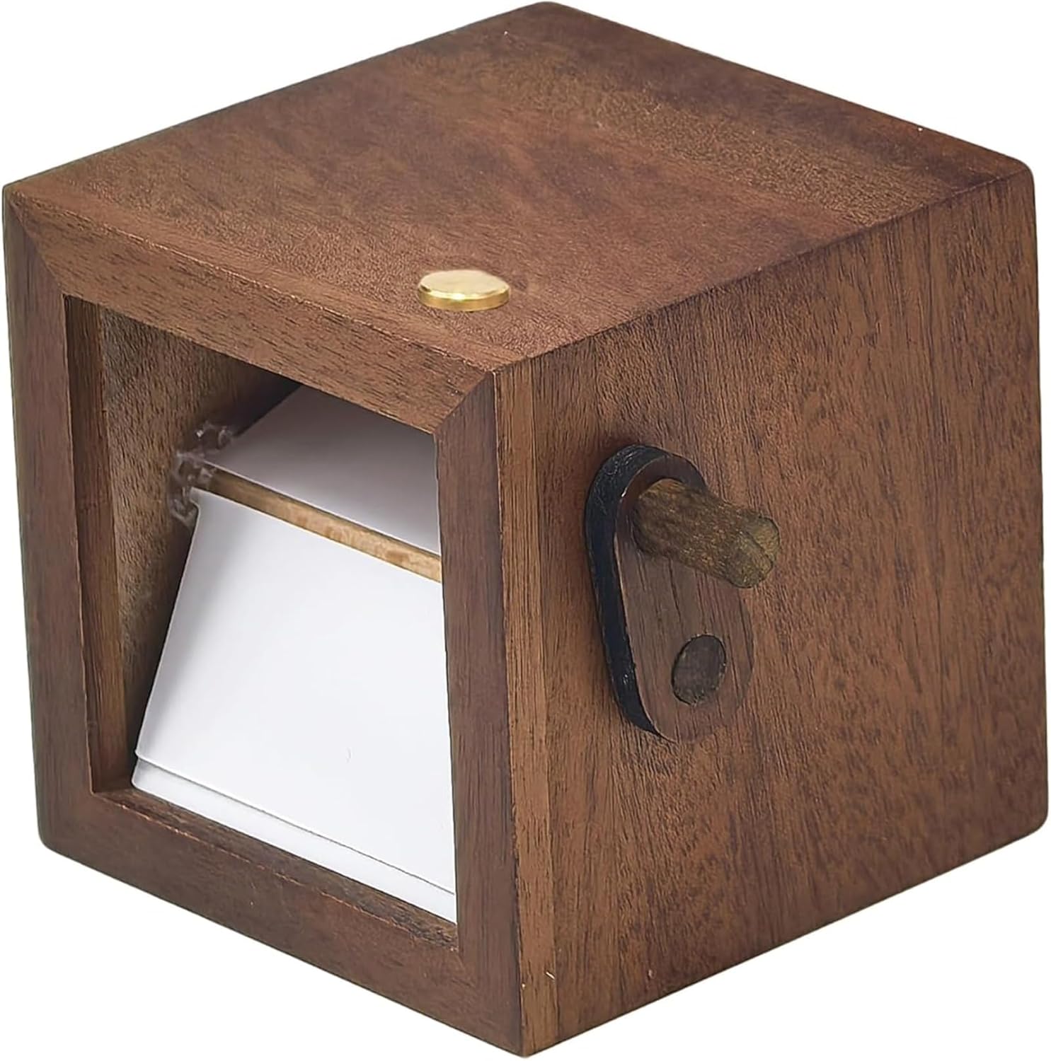 ライトウォールナットカラーの手回しフォトアルバムブック。カスタムフリップスタイルは16枚の写真を収納可能。カップルや家族へのギフトに