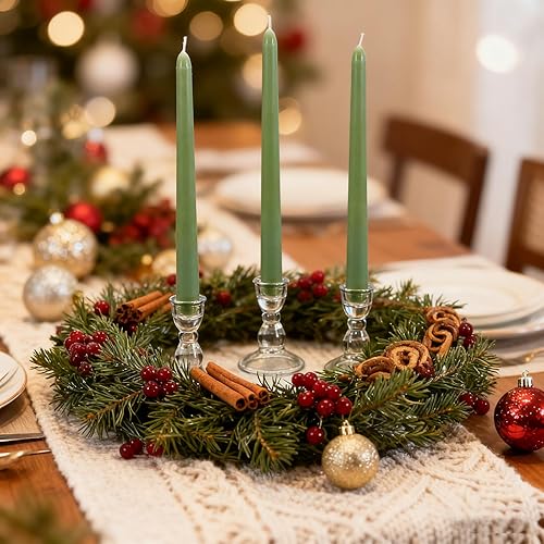 Miniatura 5 de Portavelas de cristal para velas cónicas, juego de 3 portavelas decorativos transparentes para decoración de Navidad y Acción de Gracias, boda,