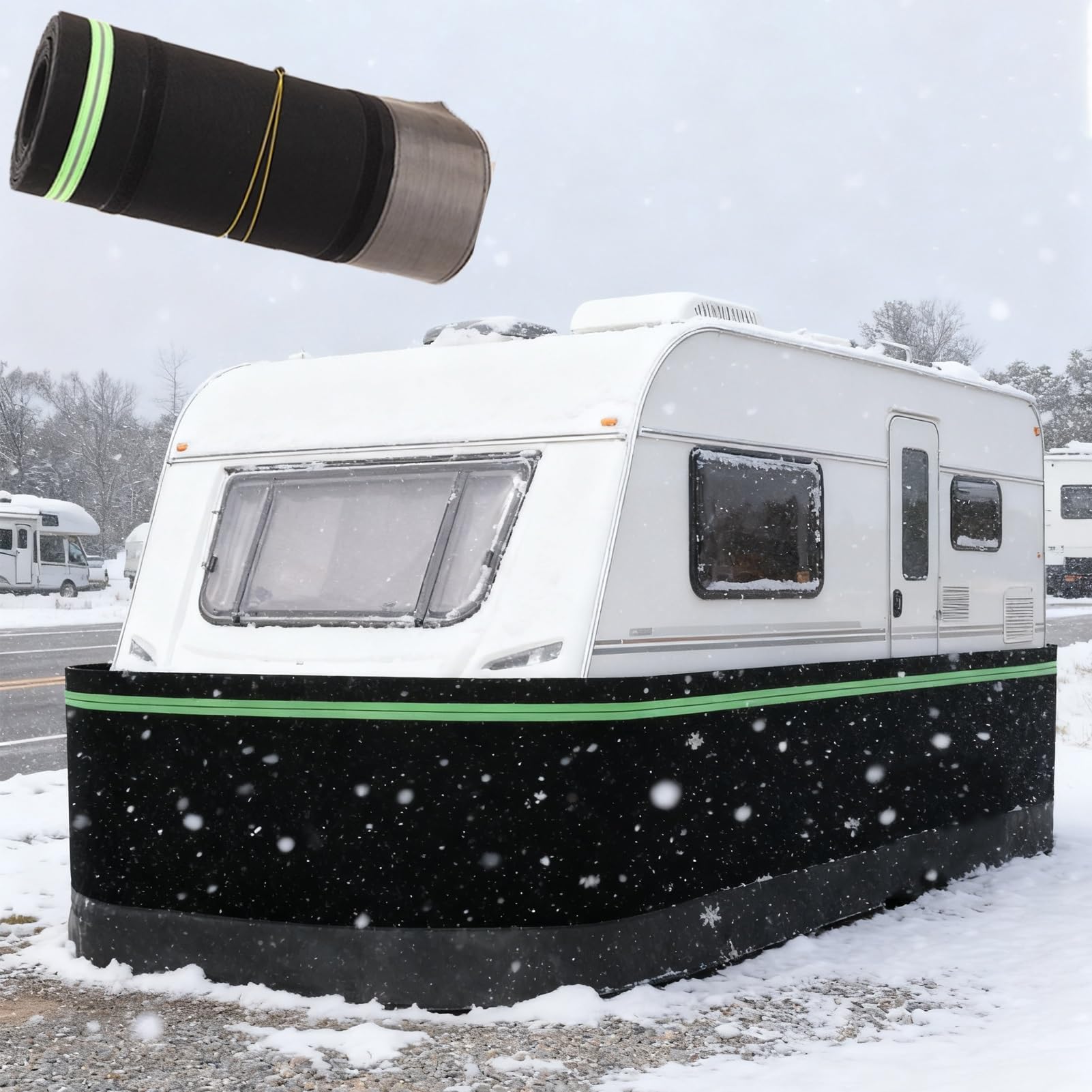 FaldóN para Autocaravana Faldón para Caravanas de 7 8.5 9 10.5 11 12 m para Invierno; Faldón para Caravanas de Viaje para Nieve, Ideal para Vivienda o Casa Móvil(3.0m/10ft)