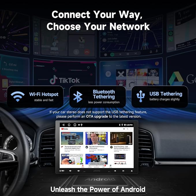 Radio Auto ATOTOEXCEL A5L 10" Android QLED Touchscreen miniatura 3