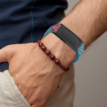 Google Fitbit Air対応ゴムバンド。ナイロンスポーツウォッチストラップ、通気性のあるソフト編組交換用リストバンド、取り付けが簡単、サイズ調整可能。