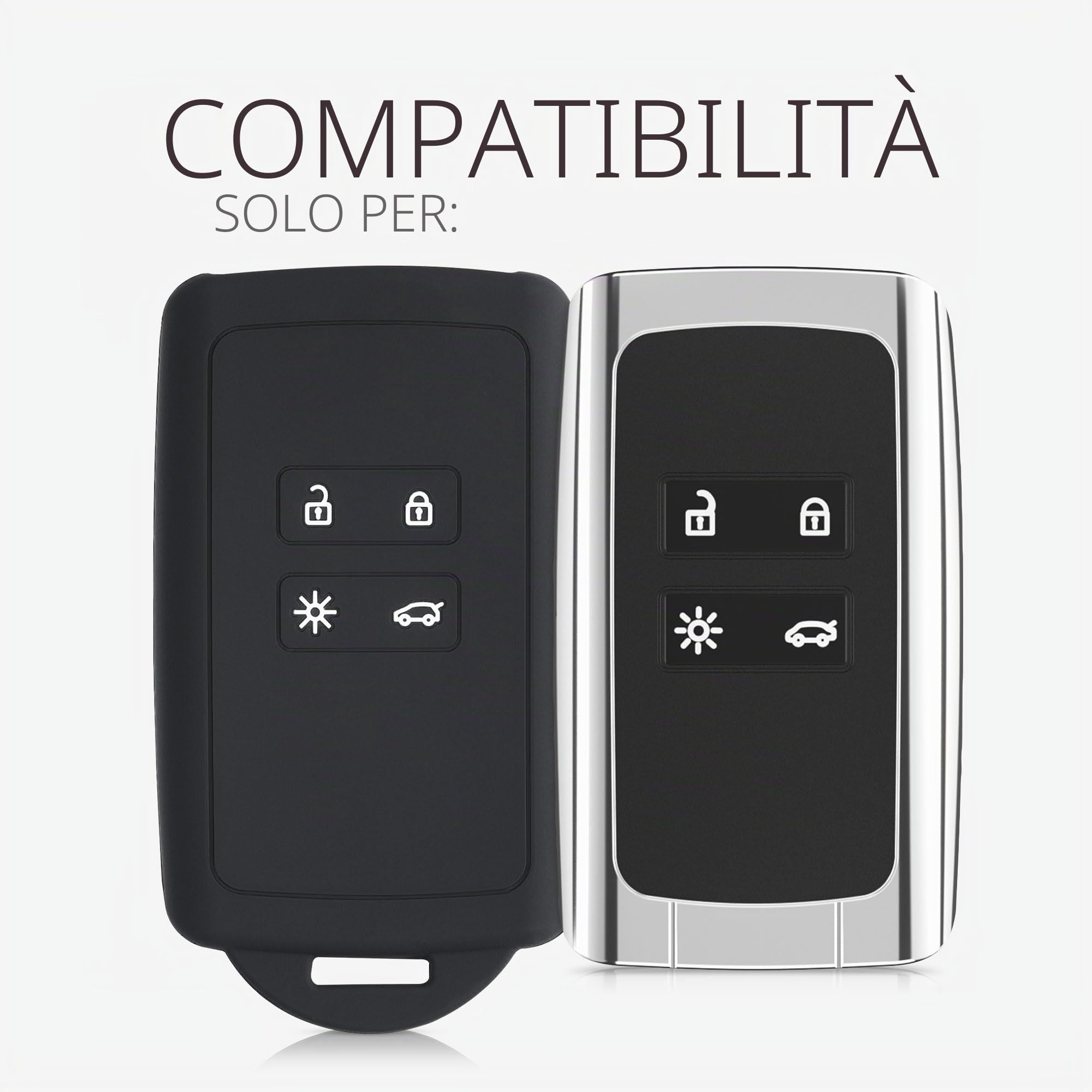 kwmobile Custodia Compatibile con Renault 4 tasti Smart Key Keyless Go Cover Chiavi Auto Silicone Sole Luna