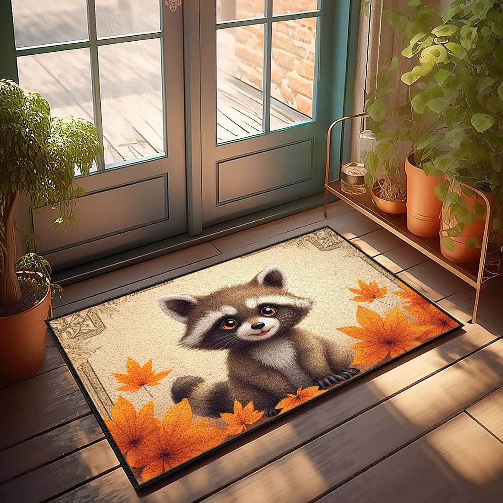 Paillasson Raton Laveur Automne pour une décoration de chambre de garçon