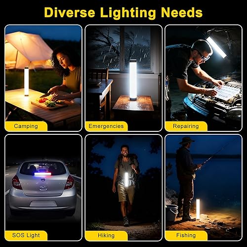 Miniatura 7 de Linterna LED para campamento recargable, banco de energía de 6000 mAh, luces LED magnéticas para acampar con 6 modos, linterna portátil, luces