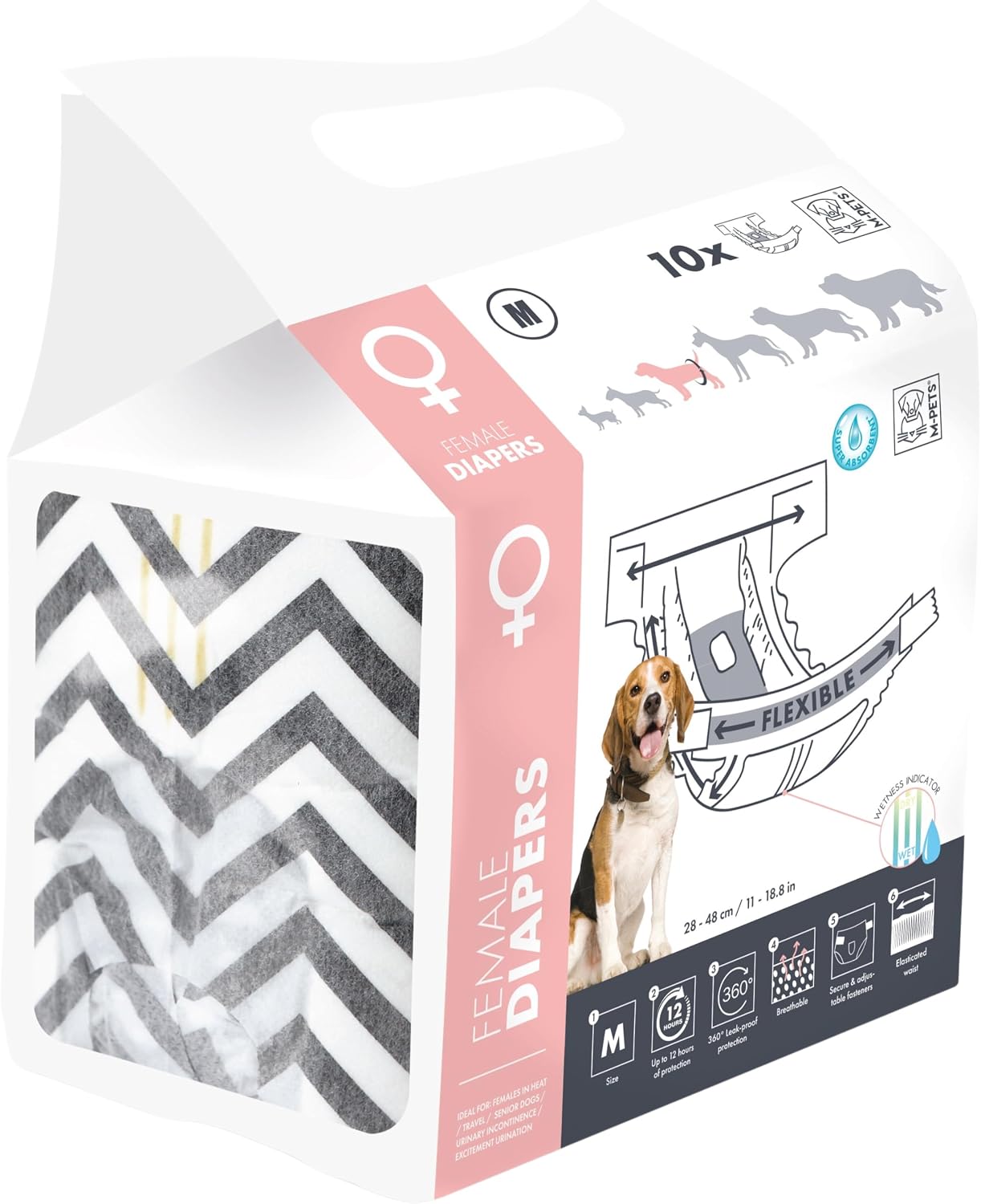 M-PETS DIAPERS DİŞİ KÖPEKLER İÇİN KÜLOT (M) 10LU