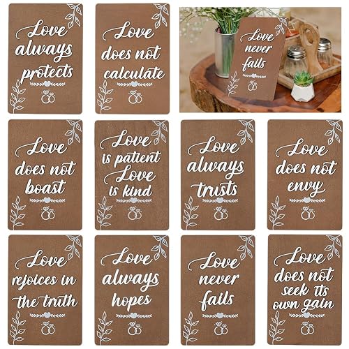 10 Pack Rustic Wedding Aisle Signs, 1 Corinthians 13 Love