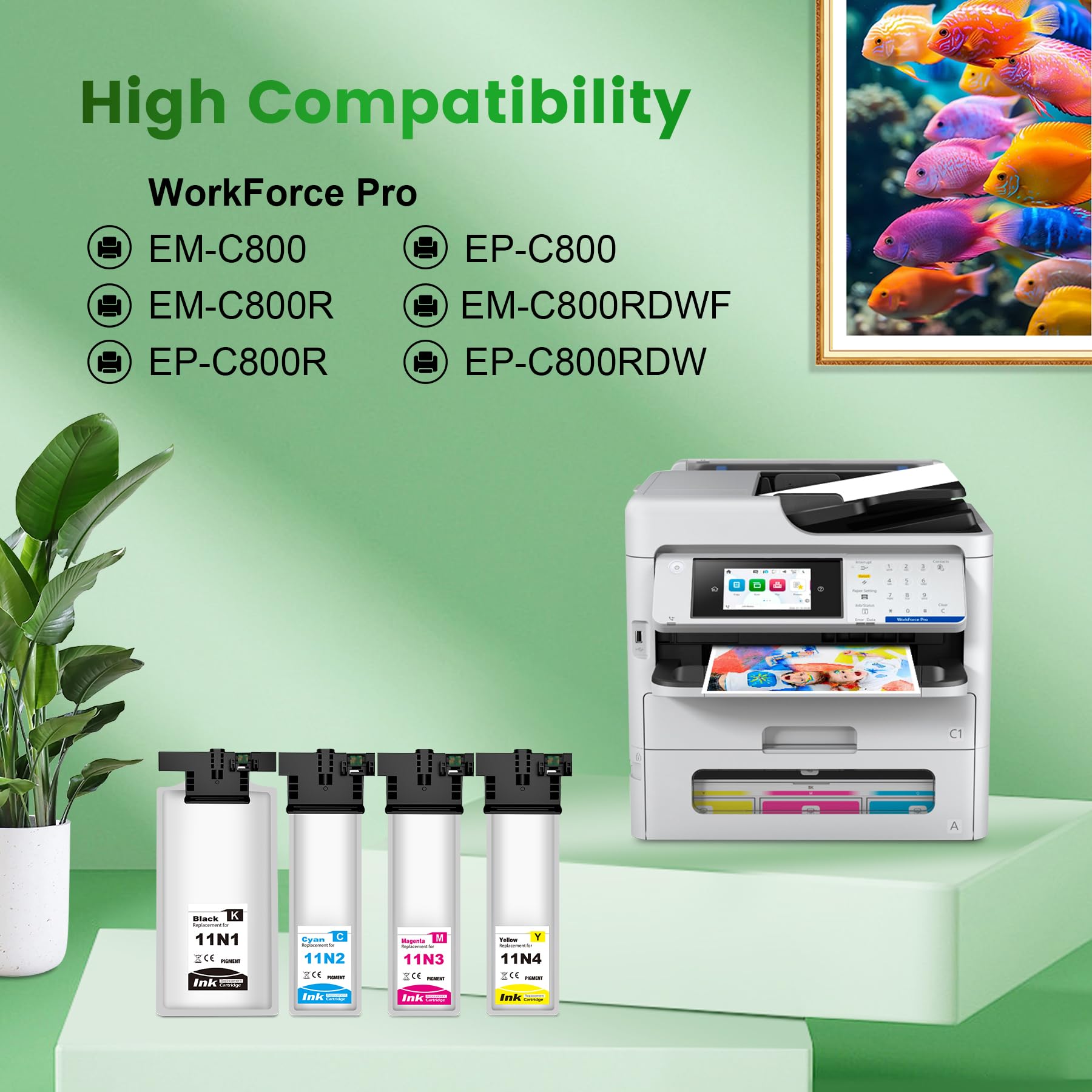 Yongaiuink T11N compatibili con EPS T11N1 T11N2 T11N3 T11N4, ricambi per pistole EPS Workforce Pro EM-C800 EM-C800 R EP-C800 EP-C800 R EM-C800R EM-C800RDWF EP-C800R EP-C800RDW (4 pezzi)