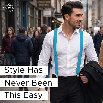 Suspenders for Men Heavy Duty - Adjustable 1 Y-Back Men's Suspenders for Dress Pants | Strong Metal Clips, Everyday Wear