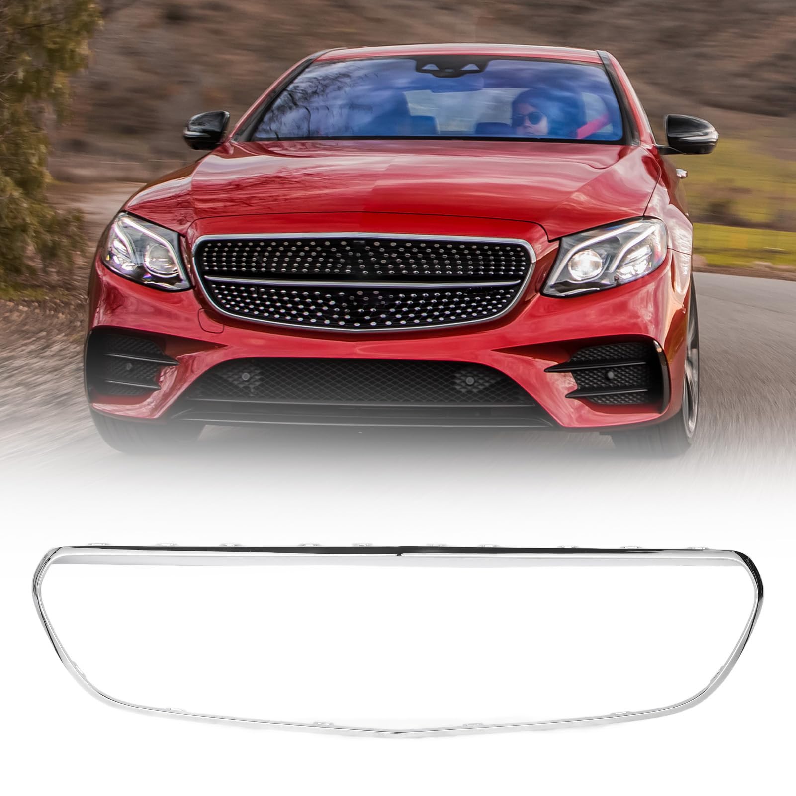 Frontstoßstangen-Grilleinfassung, Kühlergrill-Einfassung 2138850200 Ersatz für E-Klasse W213 C238 AMG Line vor Facelift 2017 Bis 2020 (Chrom)