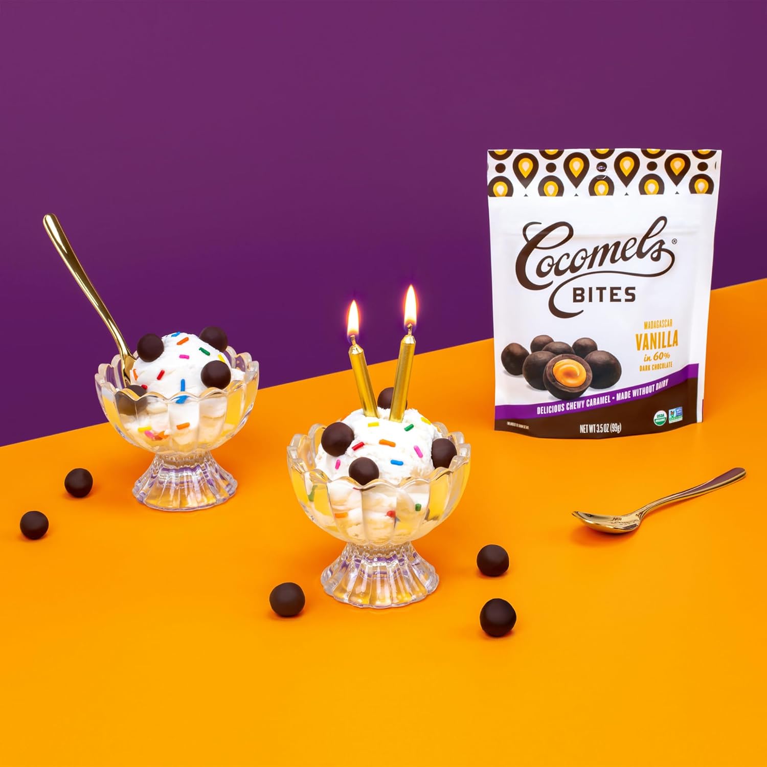 Cocomels Dark Chocolate Covered Bites, Vanilla, 3.5 oz, 6 Pack, Dairy Free, Vegan, Organic