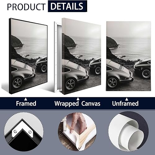 Miniatura 2 de Lienzo retro de lujo para pared, póster de orilla del río en blanco y negro, atemporal, elegante, curvas, impresiones de garaje en blanco y negro,