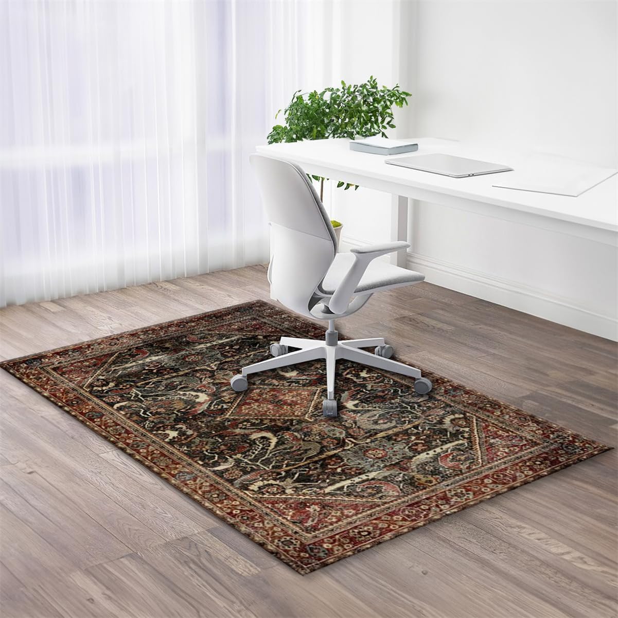 Heavy Duty Office Chair Mat for Carpet and Hardwood Floor, Foldable Bohemian Desk Chair Mat Rug, Large Floor Protector Rug, Floor Mats for Office Home, Style 11, 32x48