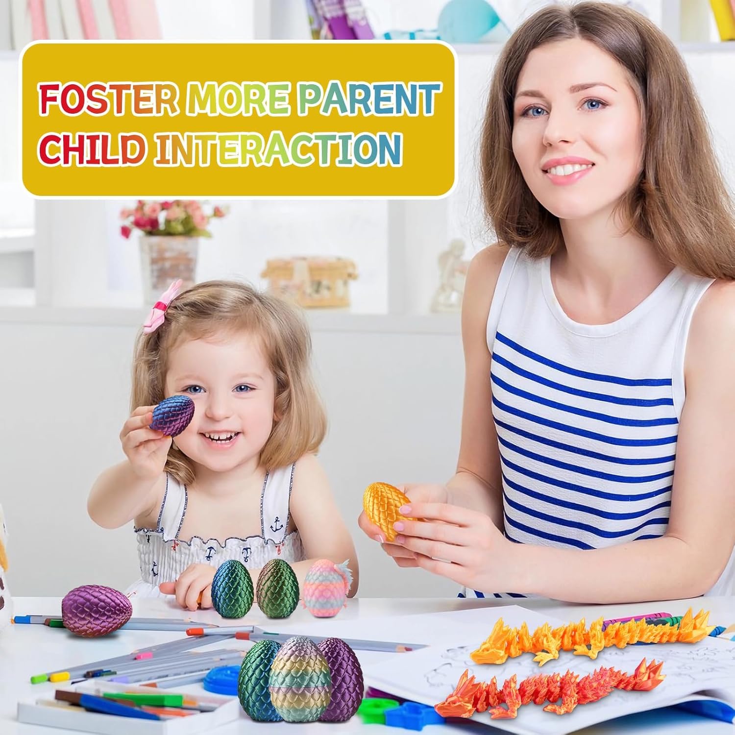 JOMBY 12PCS 3D Printed Dragon Eggs with Dragon Inside, Easter Dragon Egg with Dragon Toy for Basket Stuffers, Unique Desktop Decoration & Easter Basket Essentials for Kids - Image 5