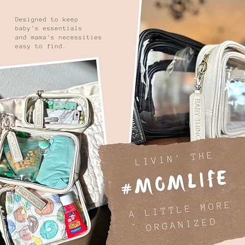 Miniatura 2 de Lucky Love Bolsas organizadoras de bolsas de pañales  Juego de 3 incluye bolsa de pañales  Bolsa seca y húmeda (bolsas de trío transparentes crema