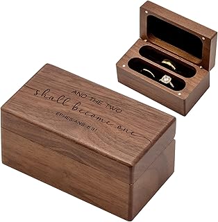 MUUJEE Ephesians 5:31 Quad Ring Box - Engraved Wooden Ring Case Box for ...