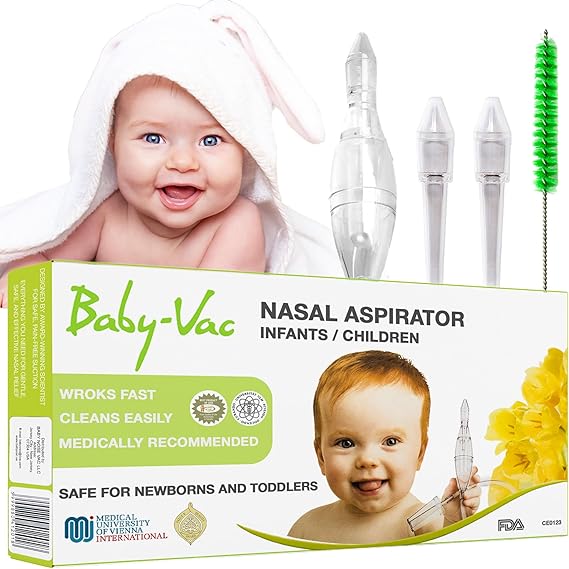 BABYVAC Clinically Tested Baby Nasal Aspirator VacuumPowered Nose Sucker with 2