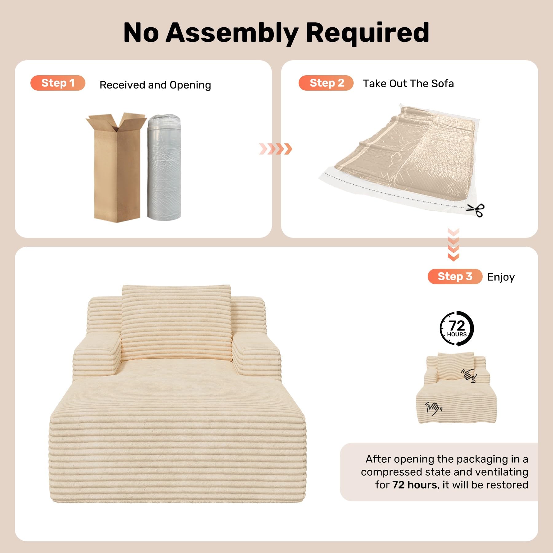 Chaise longue oversize per interni in velluto a coste imbottito divano letto nuvola comfort seduta profonda sedia da lettura per soggiorno