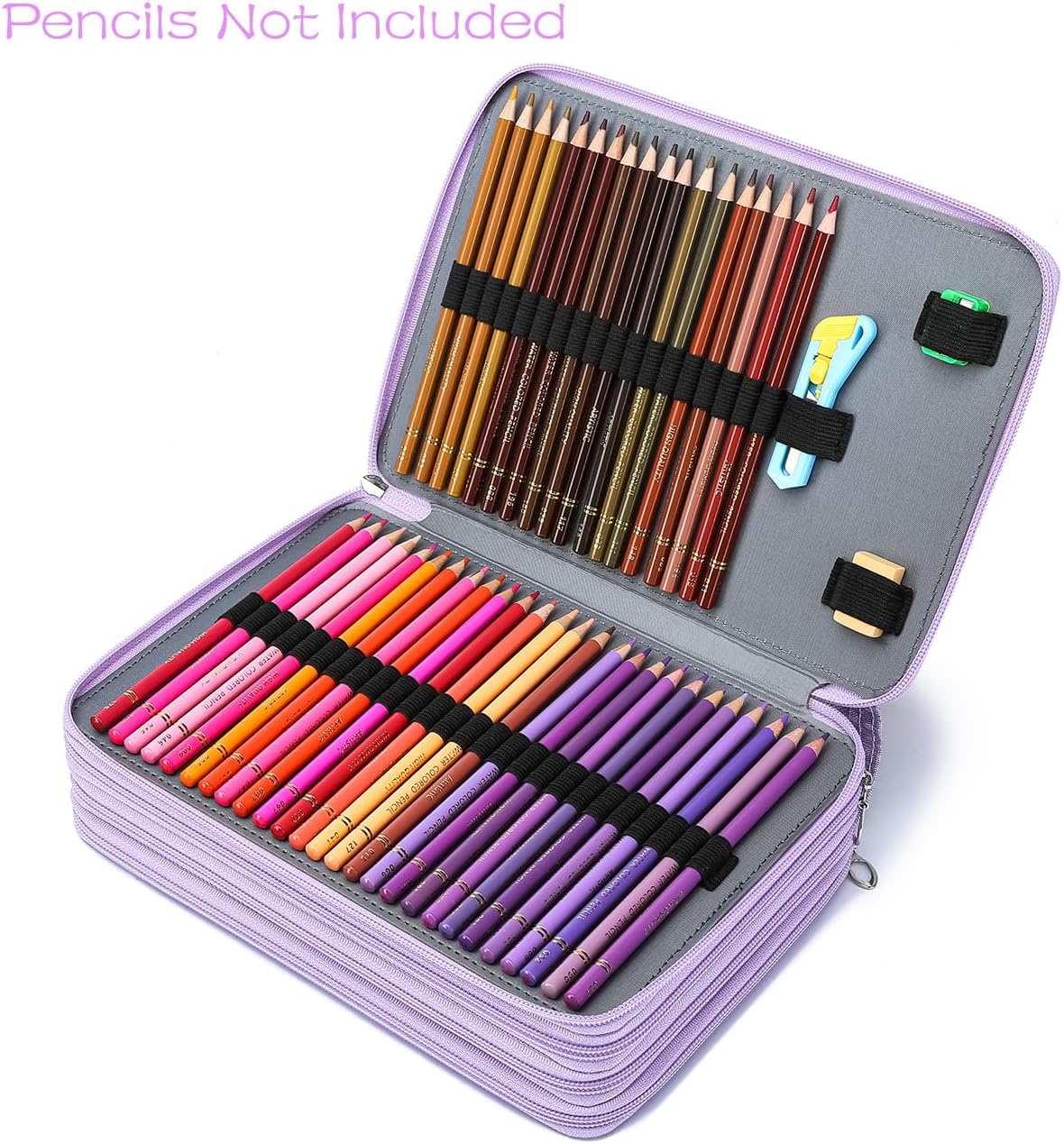 YOUNGCOL 200 Slots Colored Pencil Case Holder Large Capacity Color pencil organizer Storage (Purple, 200 Slots)