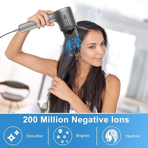 Miniatura 6 de Secador de pelo con difusor, secador iónico con motor sin escobillas de alta velocidad para secado rápido, secador de pelo profesional de bajo ruido
