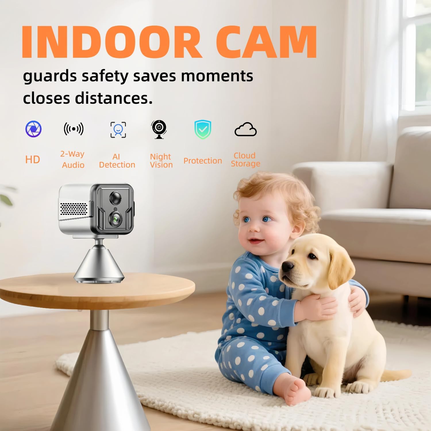 2026 Upgraded Mini Security Camera, 1080P HD Indoor Wireless Camera for Home, Night Vision, Motion Detection, WiFi Remote Viewing, 100-Day Battery Life