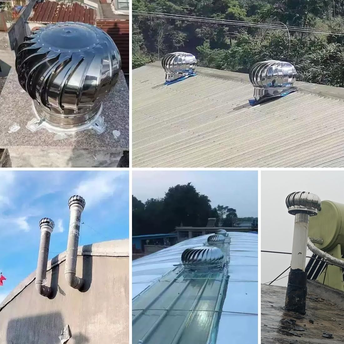 3~23.6 in Rotating Roof Vent Cap, 201 Stainless Steel Non Power Chimney Cap, Chimney Flue Pipe Rain Cover, Chimney Exhaust Top Caps for Outside, Chimney Cowl(50 cm-19.7 in)