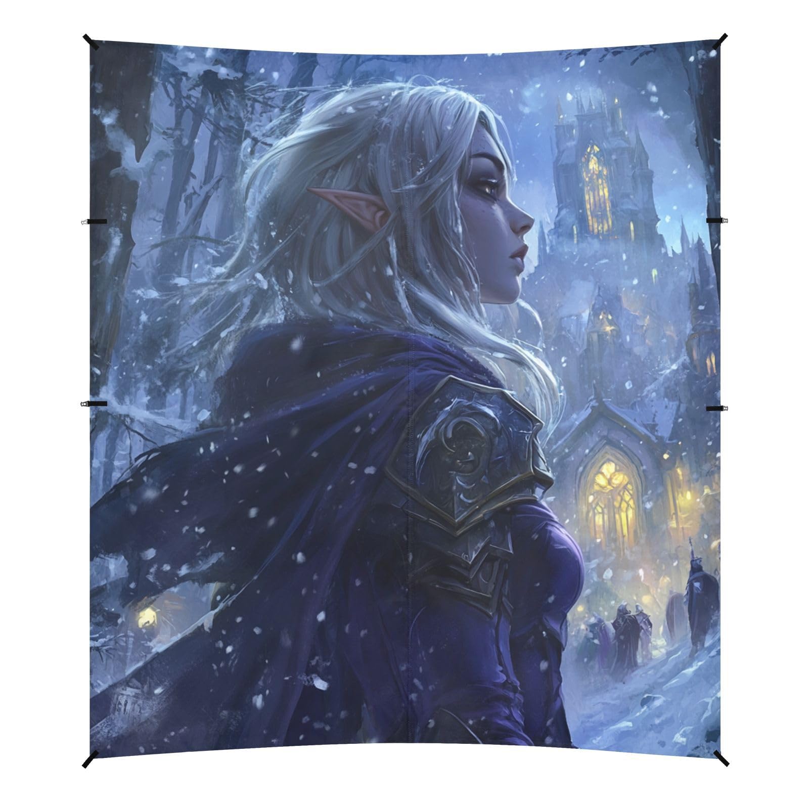 Archers Game Anime Girl Foldable Beach Cabana UPF50+ Lightweight Portable Sun Shelter Includes Sand Shovel, Sandbags, Stability Poles for Camping, Picnics, Backyard & Fishing